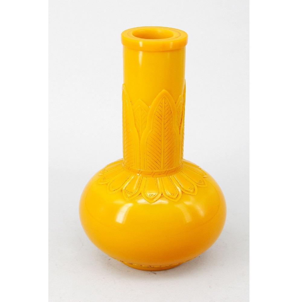 清鸡油黄琉璃花瓶